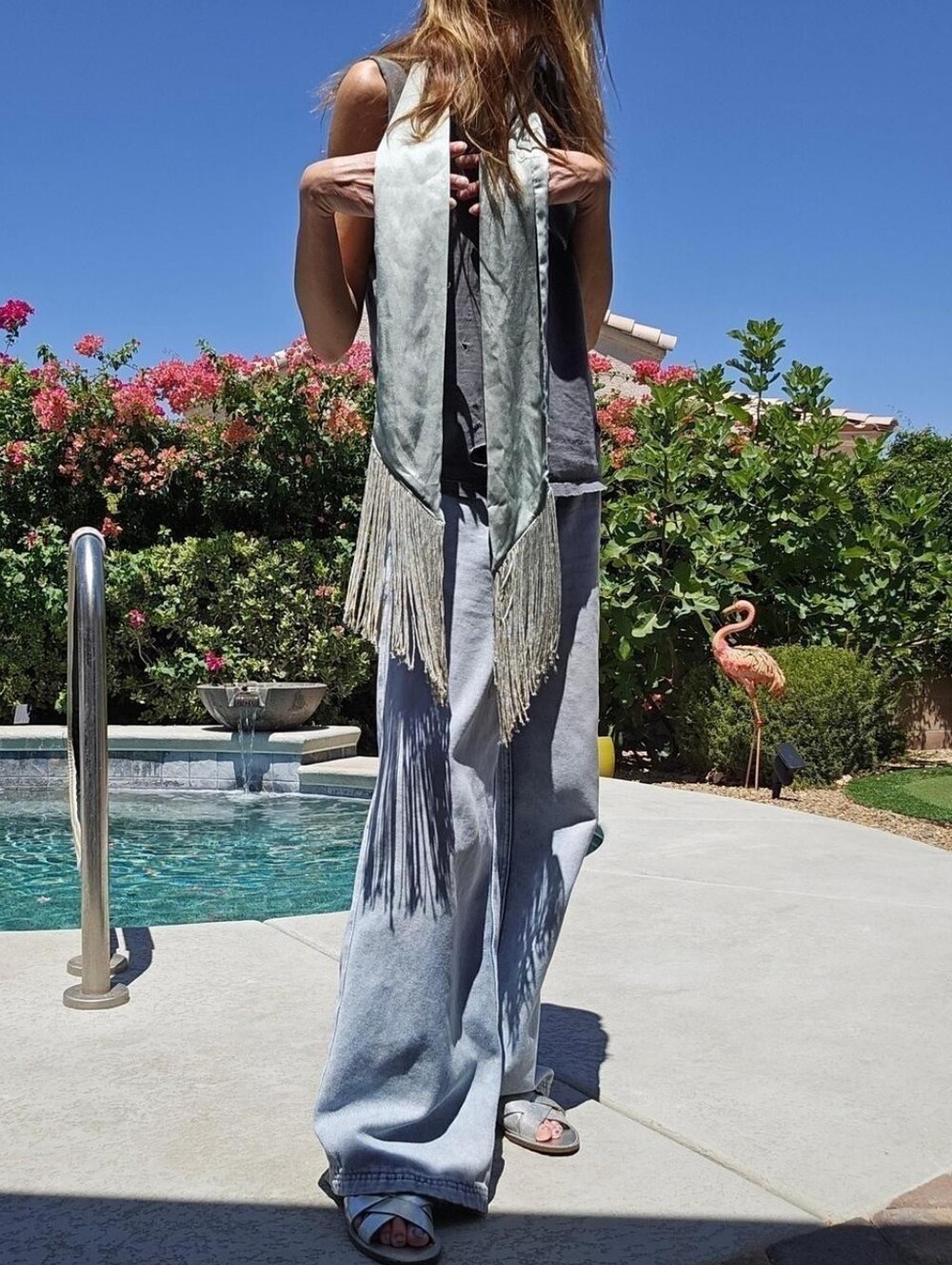 Long Fringe Skinny Scarf Twilly Belt - Picture 2 of 11